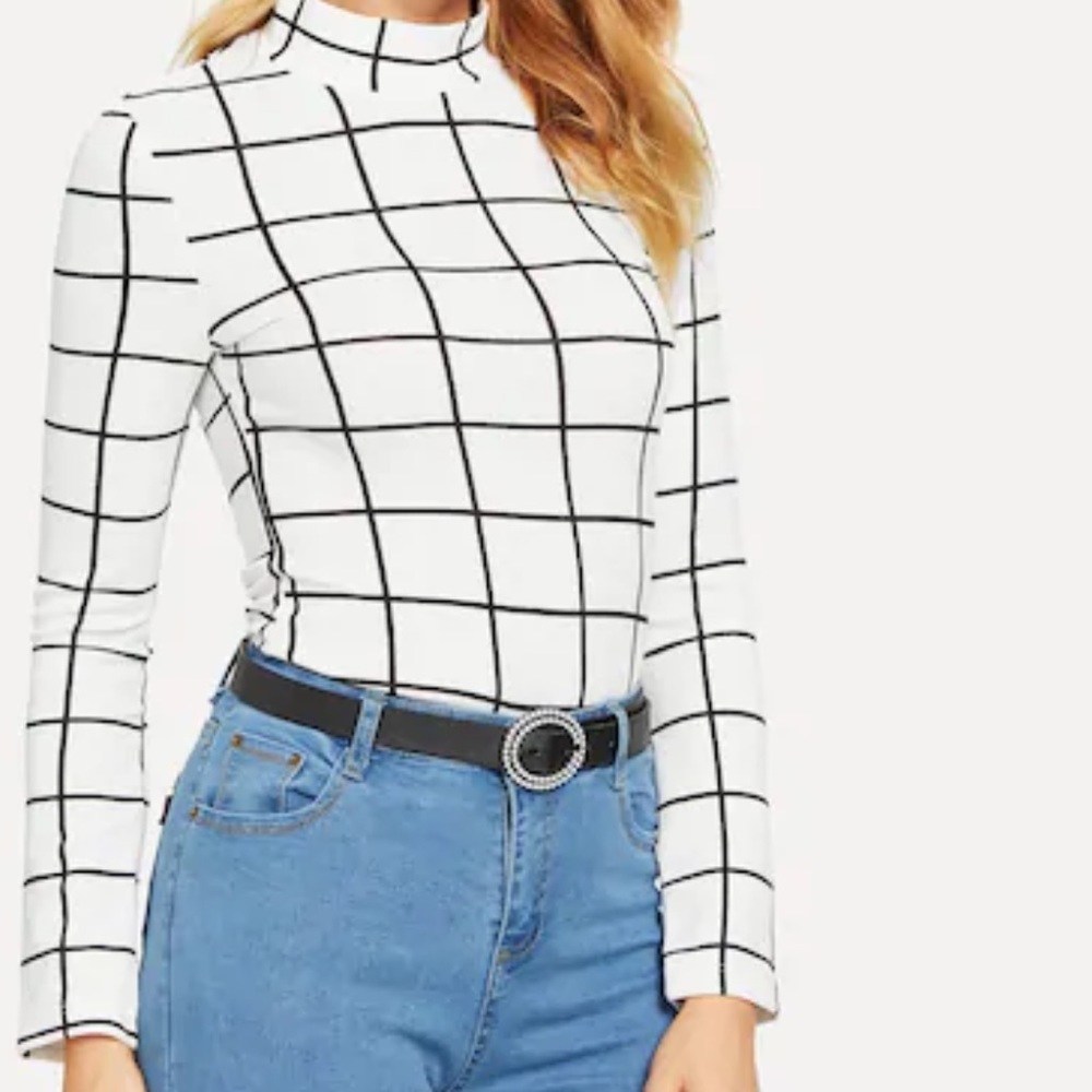 White long sleeve with black lines